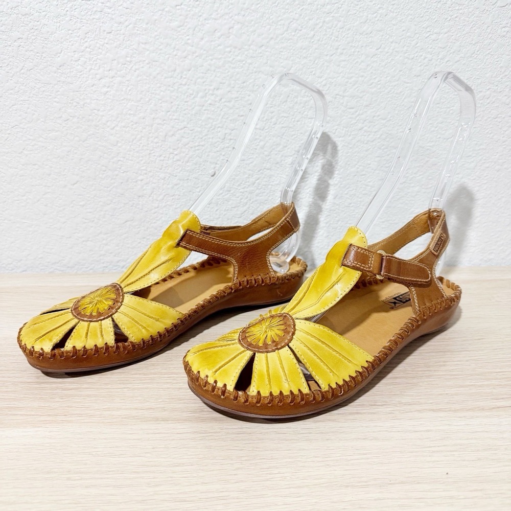 Pikolinos P. Vallarta Sandals Size 40 /9-9.5 US Yellow Earthy Bohemian Leather